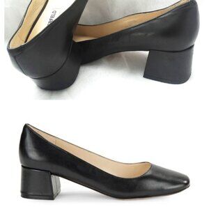 Karl Lagerfeld Size 9 Charee Black Leather 2" Block Heel Pumps